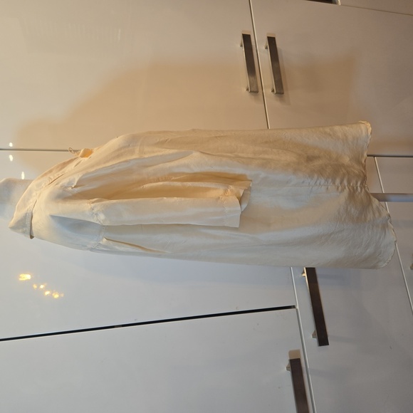 Vintage 100% Silk Short Sleeve Japenese Button Down Shirt Womens Medium Cream - Picture 3 of 9